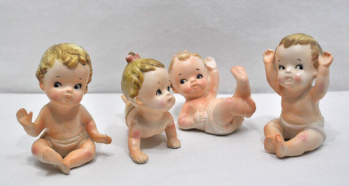 4er Set super süße Babys in Windeln von Enesco Japan zwei Mädchen & zwei Jungen - Bild 1 von 9