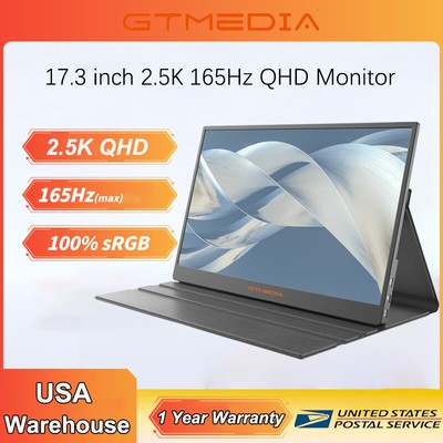 17.3'' Portable Monitor 165Hz Type USB C Screen 2560x1440 Monitor For Game Xbox