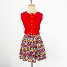 DEADSTOCK 60  s 60s Vintage Cotton Playsuit Play Suit Romper Mini Dress Skorts S