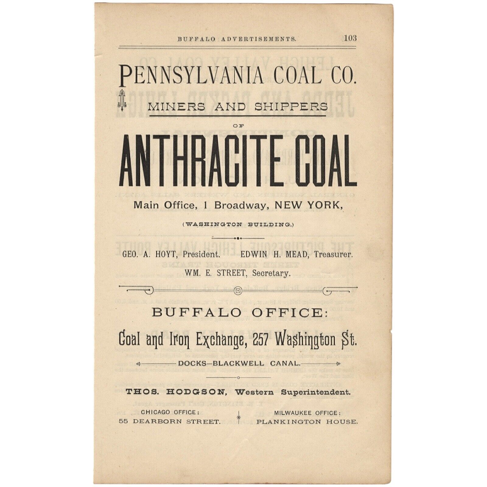 1886 BUFFALO CANALSIDE BLACKWELL CANAL COAL IRON LEHIGH VALLEY PENNSYLVANIA