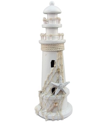 White Wooden Lighthouse Nautical Decor
