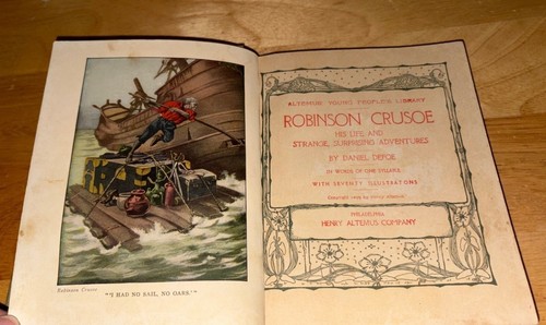 Antique "Robinson Crusoe" Illustrated Children's Hardcover Book - Picture 9 of 16