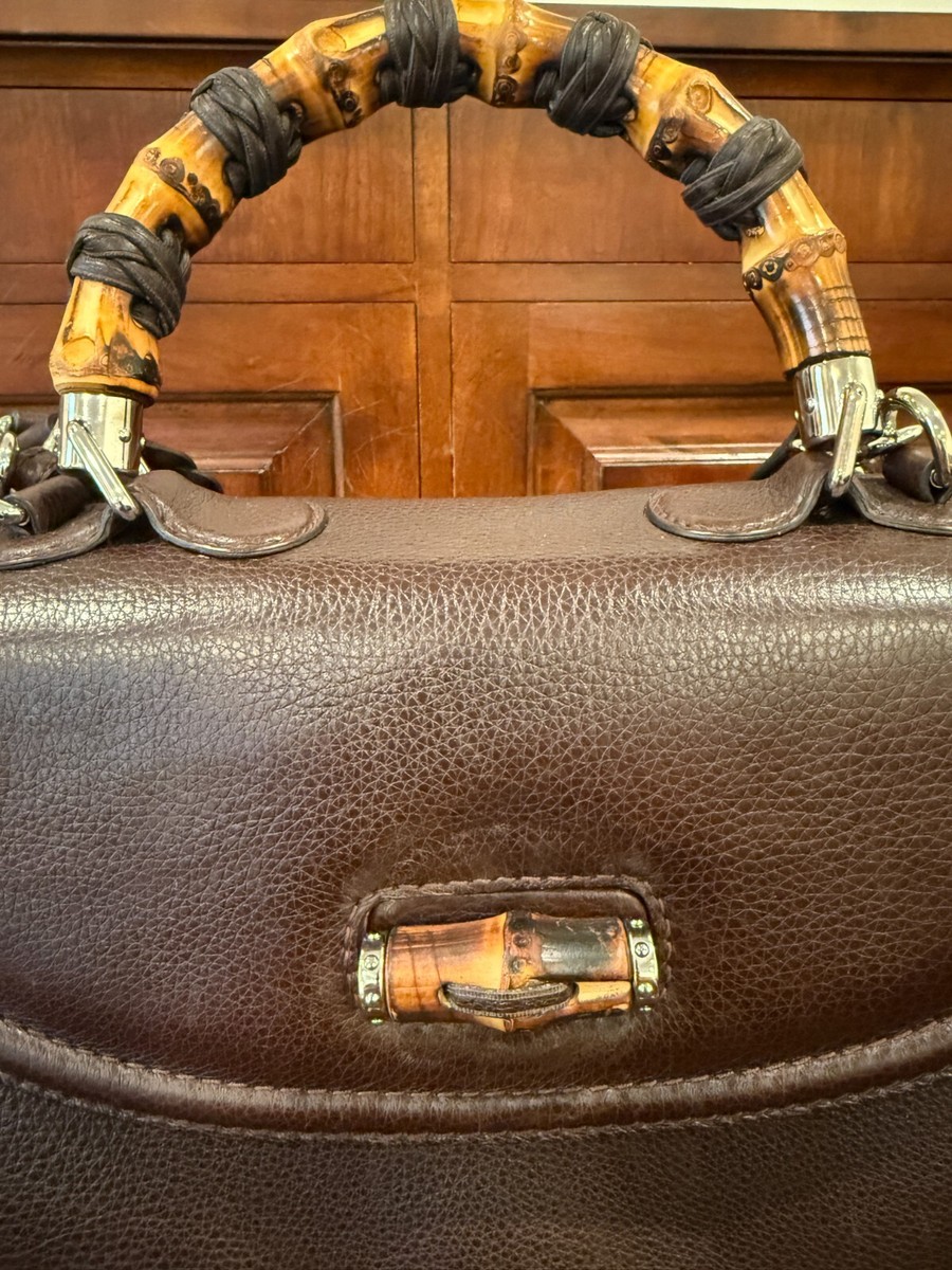 GUCCI 希少 レザー バンブー ウエストバッグ ブラウン 正規品 美品 Gucci Bamboo Leather with Mirror Shoulder Bag Brown WS11944 – NUIR