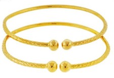 Baby Solid Sterling Silver West-Indian Bangle Set Plated with 14K Gold