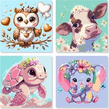 4 Pack Paint by Numbers Kit for Kids, Animals Paint by Number Kits for Kids NEW