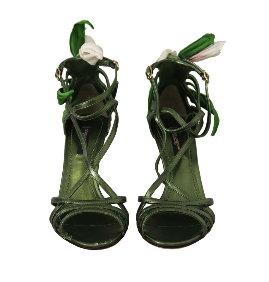 Sandales Talons Hauts Dolce & Gabbana En Cuir Vert Acide - Taille EU35/US4.5, Neuf Avec Défauts (rayures)