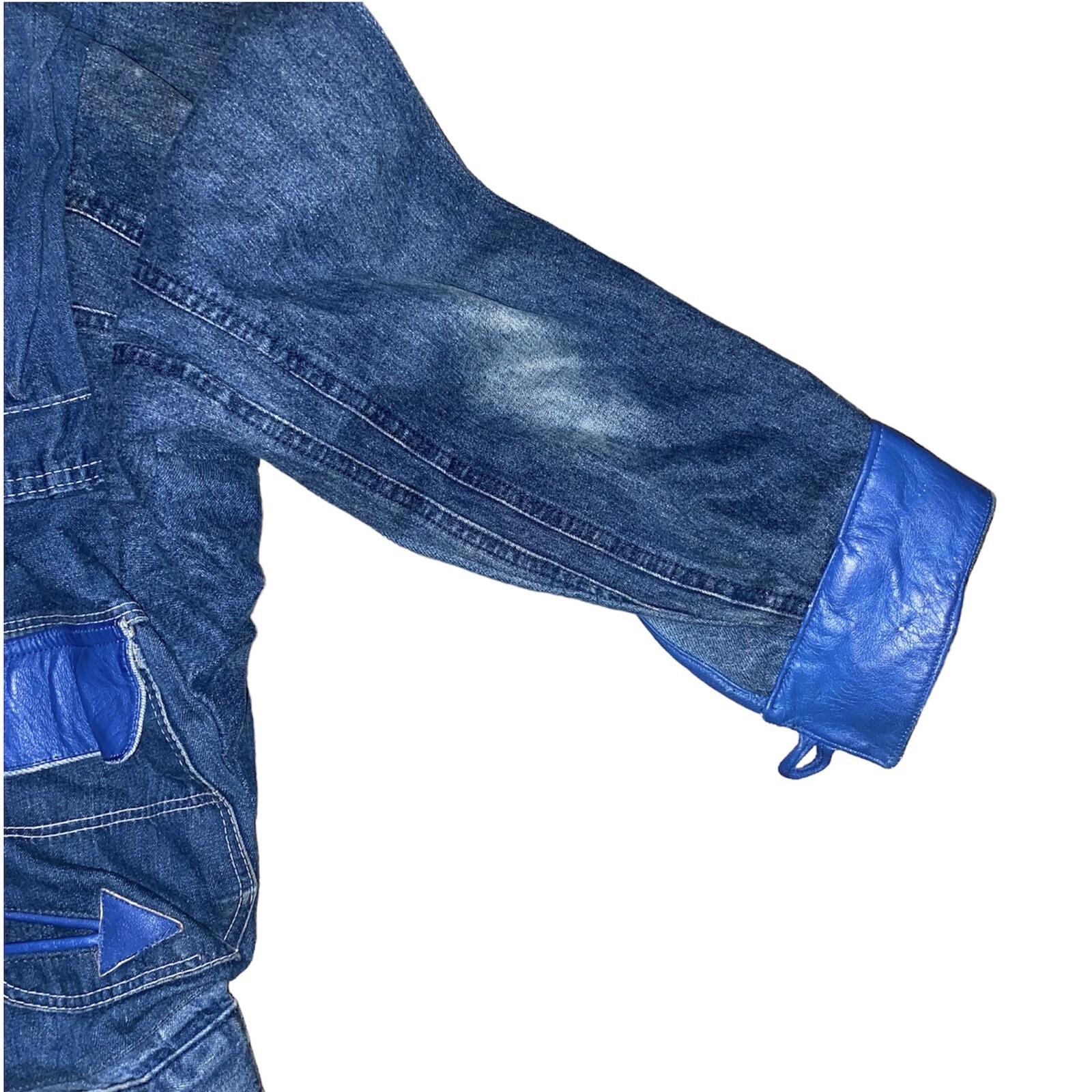 Jean Denim Patchwork Designer Jacket L Vintage Y2… - image 6