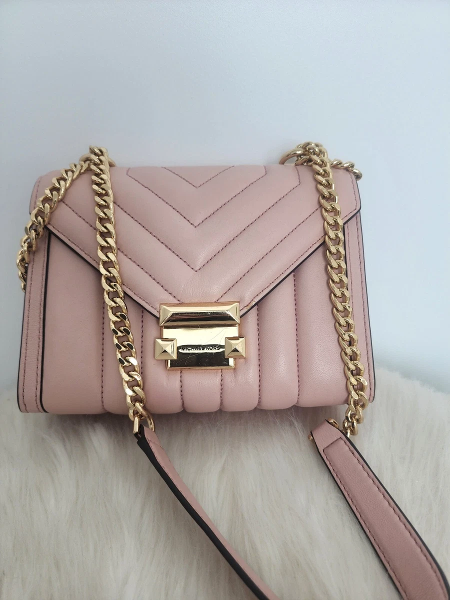 Mk Michael Kors Gold Chain Pink Padded Whitney Bag Purse Handbag Crossbody