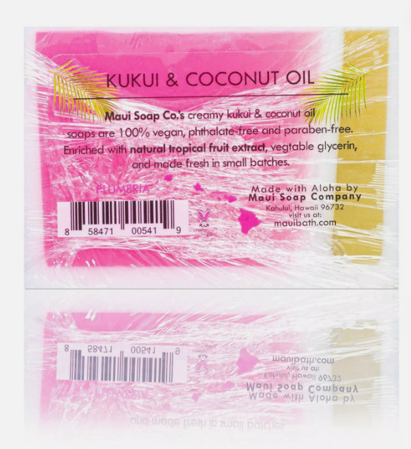 Maui Soap Co - Plumeria Bar Soap with Kukui & Coconut Oil 6oz (2 bar)