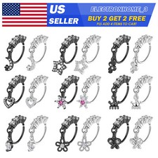 Dangle Nose Rings Hoops Butterfly Heart Moon Flower CZ Nose Piercing Jewelry 20G