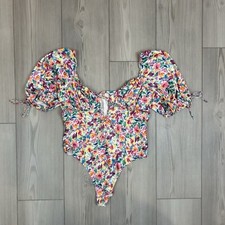 For Love Lemons Victorias Secret Watercolor Bodysuit Tie Top Medium