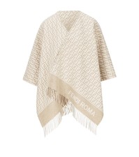 Fendi All-over Ff Jacquard Fringed Poncho