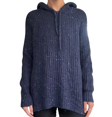 Aerie Women s Small Blue Speckled Knit Open Road Oversized Hood Pullover Sweater