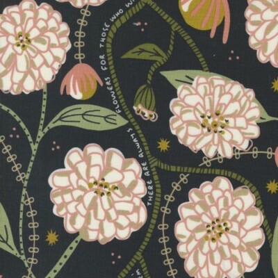 Imaginary Flowers By Gingiber For Moda - Ebony Large Floral  #48380-21
