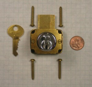 CORBIN #0738 DRAWER LOCK, POLISHED CHROME, FOR 1-3/8" THICKNESS, KEY #4T39443