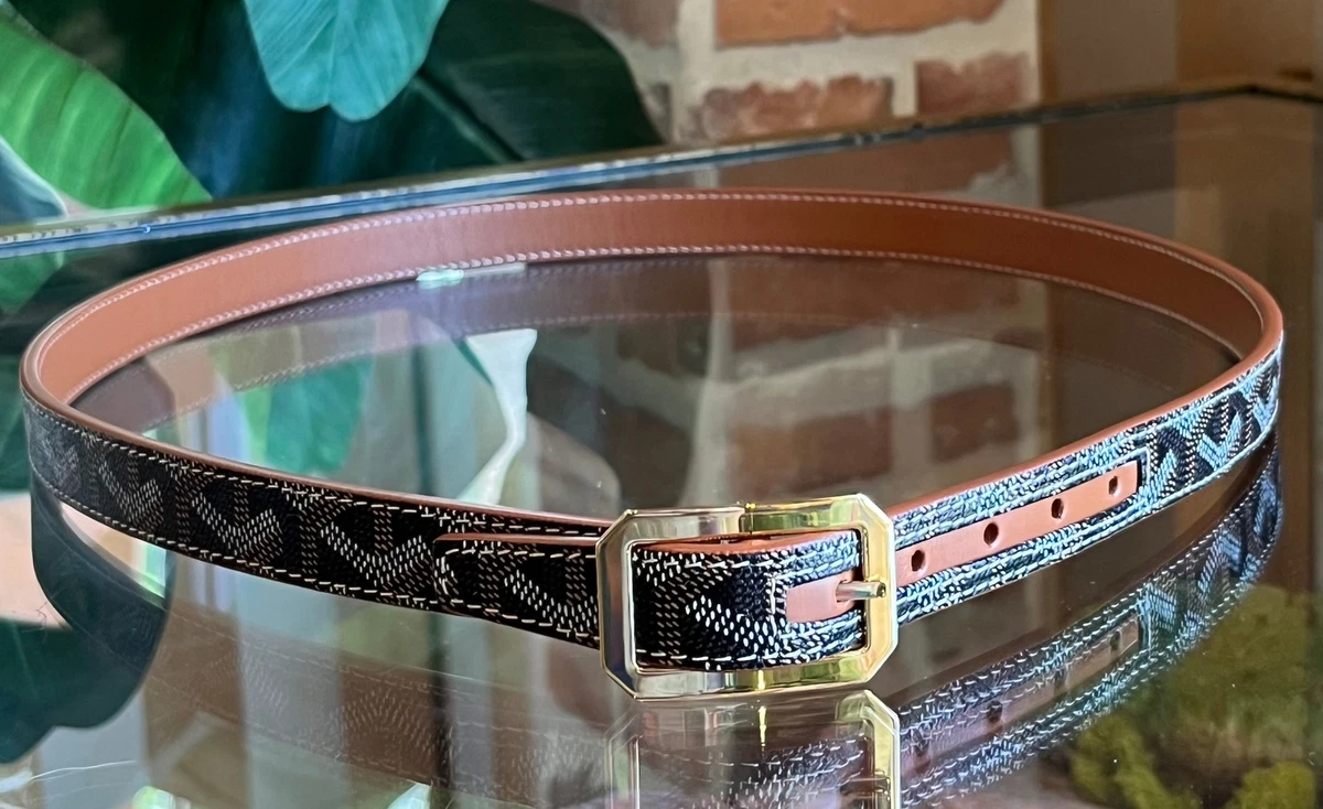 GOYARD Black Goyardine Tan Leather Reversible WOMENS Belt SZ 95