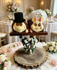 Mini hat & veil used as toppers on Colin the Caterpillar XL Wedding Cakes
