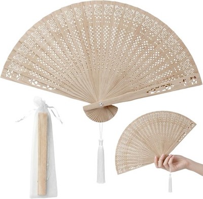 Handfächer Holz 2 Stück Faltbare Bambus Fächer Wabenstruktur für Hochzeit, Damen