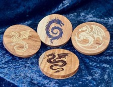 Acacia Wood veneer inlay coaster set of 4