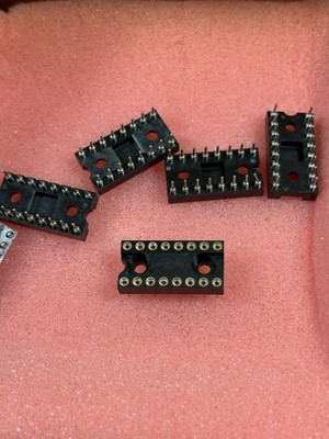 6 PCS 16-Pin DIP IC Sockets Through Hole Gold-Plated Machine Pin