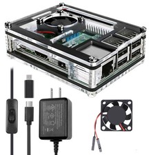 Raspberry Pi 3B Case with Cooling Fan, Heat Sinks 5V 3A Power Supply
