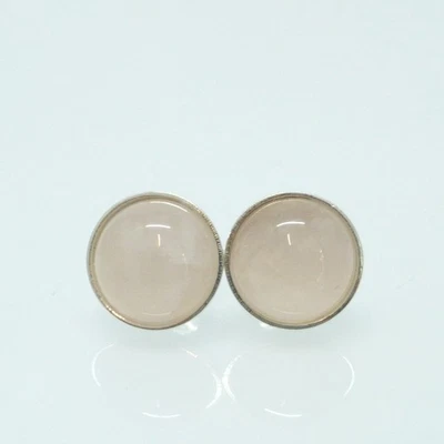 Ohrstecker Rosenquarz Cabochon rund Rosa Silber 925 Gold Roségold  - Bild 1 von 4