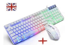 UK Layout Gaming Keyboard Mouse and Headset Set LED Rainbow For PC MAC PS4 Xbox