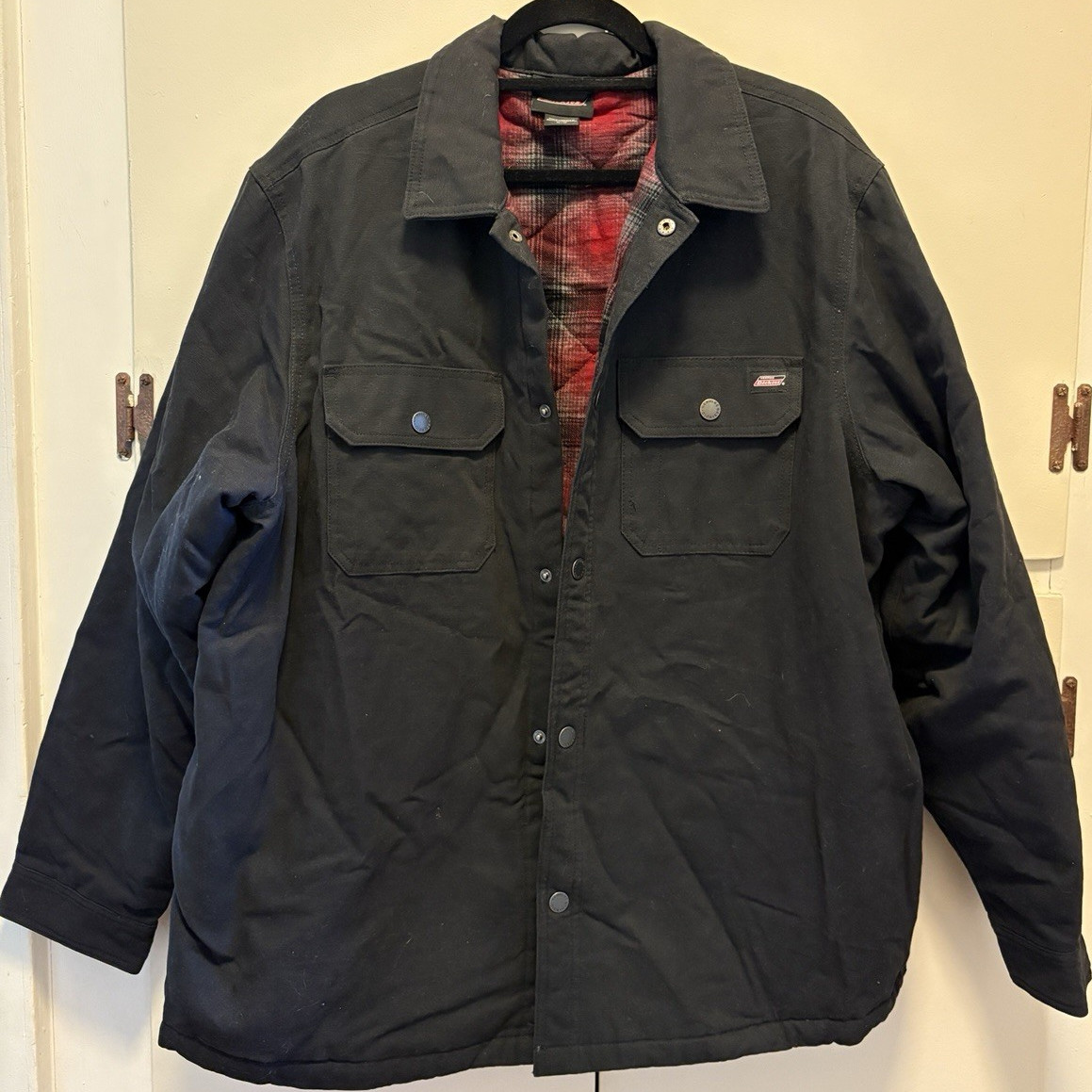 Dickies Men's XL Black Shirt Jacket Button Closure Logo Collared Lined