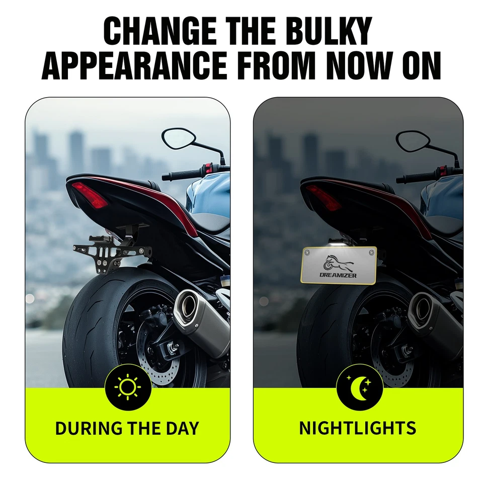 Suporte de placa de licença de motocicleta para Honda VTX 1800 suporte de para-lama com luz LED - Imagem 4 de 4