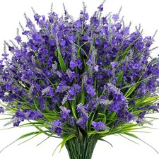 20 Bundles Artificial Lavender Flowers for Outdoors Fake Silk Flowers Faux