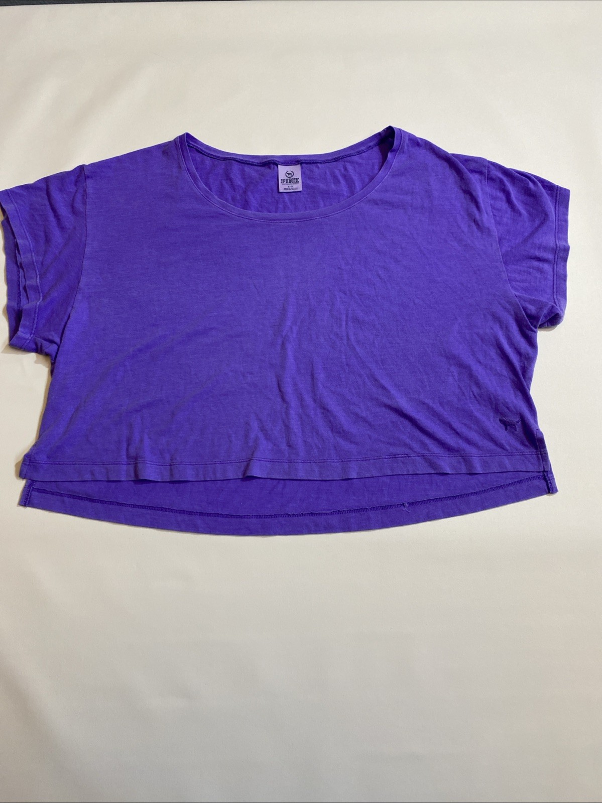 PINK Victorias Secret Womens Oversized Cropped T Shirt Purple Size S