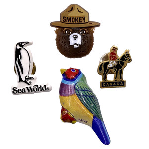 Lot of 4 Animal Lapel Pins - RCMP Horse Sea World Penguin Smokey Bear Tin Parrot