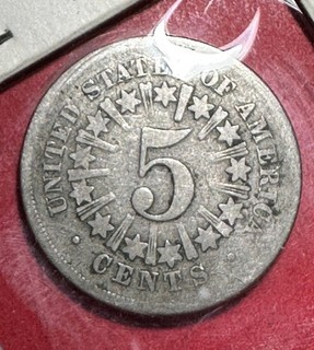 1867 w/Rays US Shield Nickel! VG! Old US Coin!