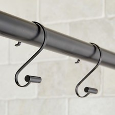 S-Shape Rustproof Stainless Steel Shower Hooks with T-Bar Ends, Black, 12