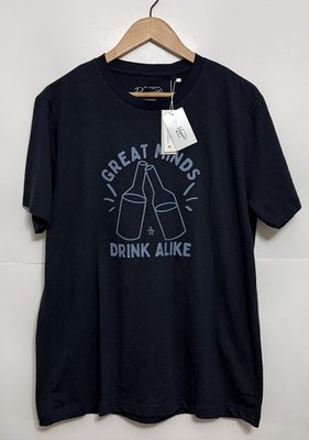 Original Penguin Great Minds Drink Alike T-shirt Size Large Navy Blue NWT