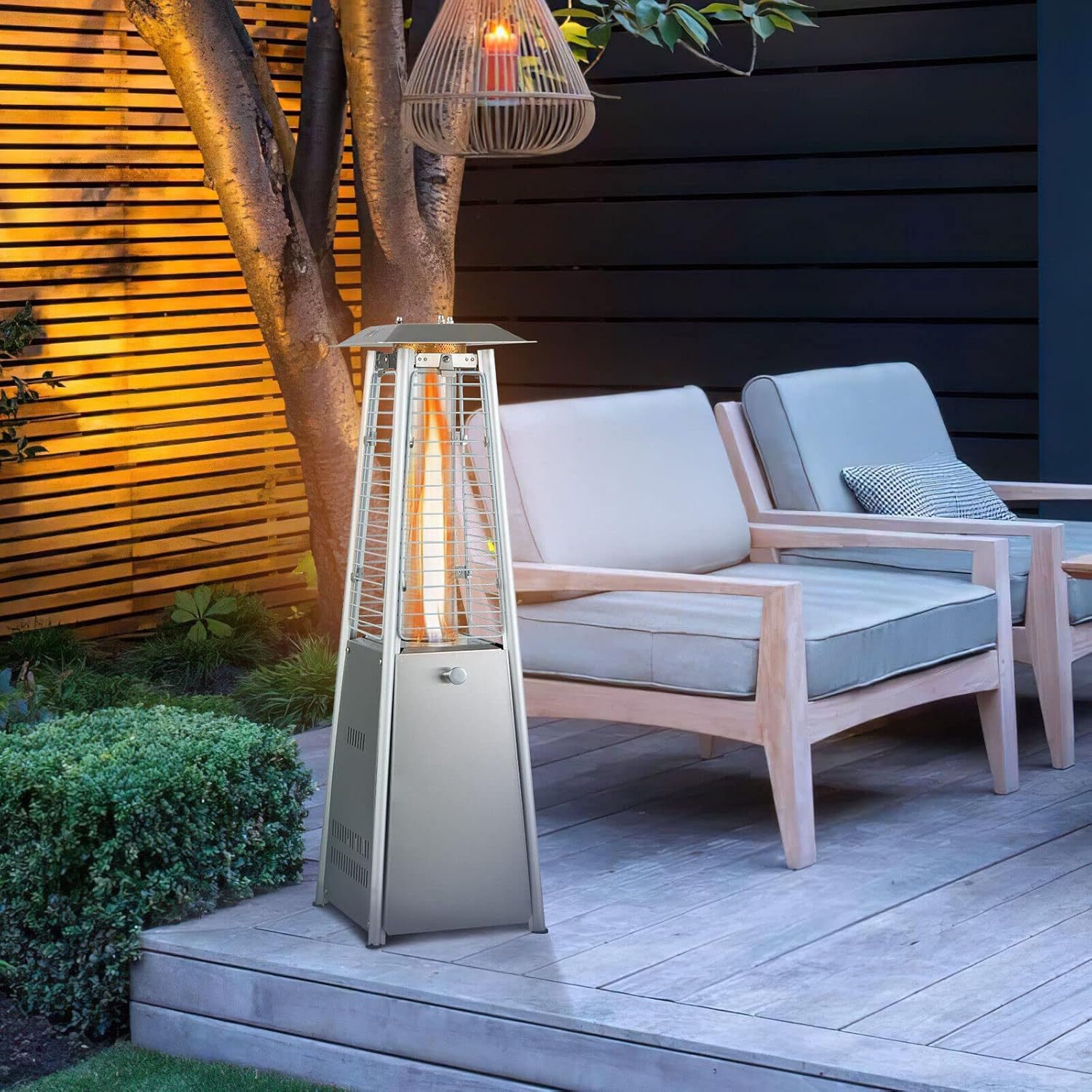Pyramid Propane Patio Heater - 9500 BTU Outdoor Glass Flame for Cozy Nights