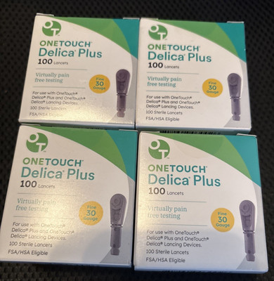 LOT 400 (4/100 lancet boxes) OneTouch Delica Plus Lancets EXP 2029/30 SEALED NEW