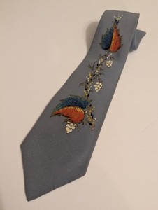 Vintage Penny's Towncraft Hand Painted Neck Tie Autumn Leaves Grapes 1950s 3½" w