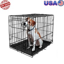 Single-Door Folding Dog Crate W/ Divider Small 22" Durable Heavy-gauge Steel