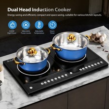 2200W + 2200W Twin Induction Hob Portable Digital Dual Electric Cooker Timer UK