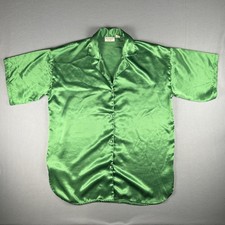 Victoria's Secret Nightgown Sleepshirt Womens Medium Green Satin Button Up Vtg