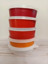 Vintage Tupperware Wonder Bowls 1405 Set Of 5 With Lids Harvest Colors