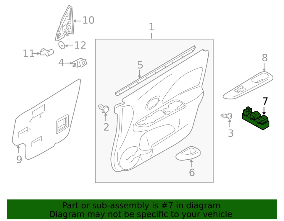 Interruptor de ventana lateral del conductor genuino Nissan 13-19 Versa 14-19 Versa Note 25401-3AA2 Foto 3 de 3