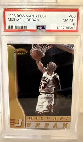 1996 Bowmans Best - MICHAEL JORDAN - Card #80 - CHICAGO BULLS  PSA 8