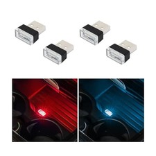 Augeny USB LED Car Interior Atmosphere Lamps 4 Pack Red  Ice Blue