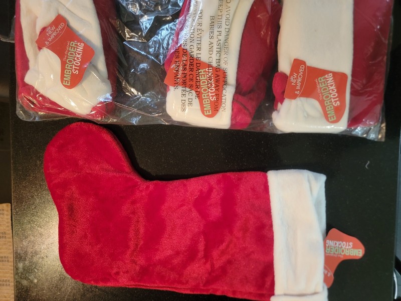 36 Christmas Stocking Embroidery Blanks 17" Red Velvet Stockings w/ Zipper