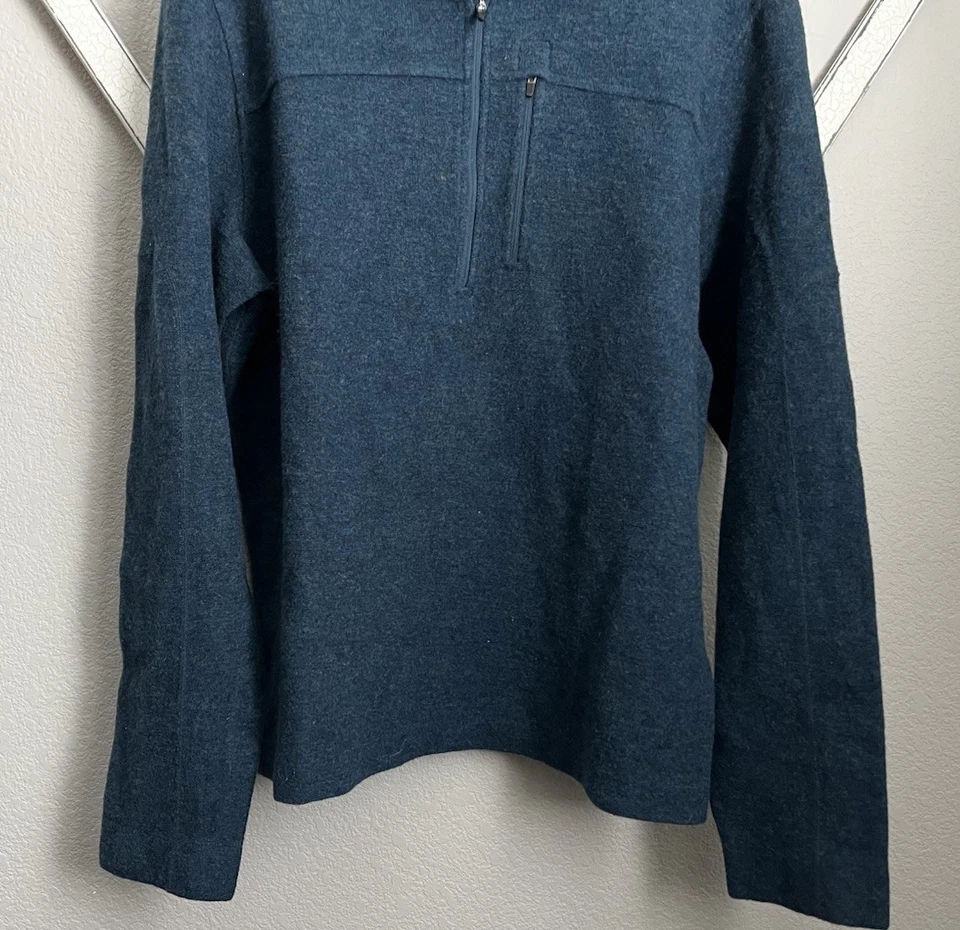 Ibex Men's XL 1/2 Zip Merino Wool Blend Pullover - Blue - Image 3 of 4
