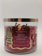 BATH & BODY WORKS 3 WICK CANDLE W/LID  Bright Christmas Morning YUMMY! New