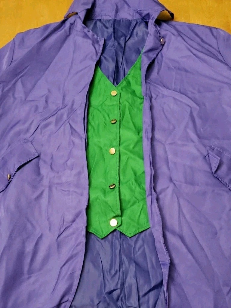 Abrigo para hombre púrpura talla 4XL con chaleco verde incorporado disfraces abrigos de Halloween
