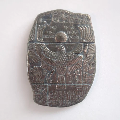 3 oz .999 Fine Silver Bar Egyptian Themed Bullion with Egyptian Design